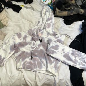 Cropped playboy tie dye sweatshirt